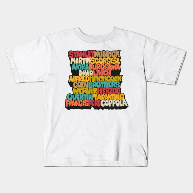 Legendary Movie Directors - Blockletter Typo Style Series Kids T-Shirt by Boogosh